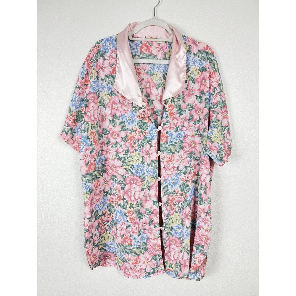 Victoria’s Secret Vintage Gold Label Floral Sleep Shirt Button Up Pink Vintage M